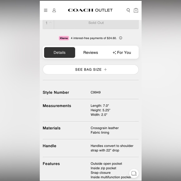 SOLD-Coach Klare Mini Crossbody - Picture 12 of 12